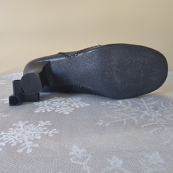 Jessica Mary Jane Heels Pumps Black Leather Pin Up Round Toe Vintage Sz 9M - Picture 10 of 16